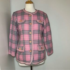 Vintage Pink and Gray Plaid Women's Jacket
